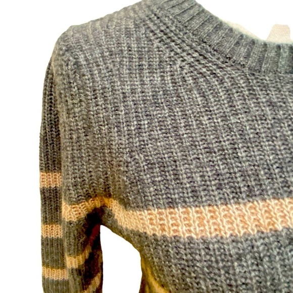 Splendid Gisela cashmere heathered charcoal stripe ribbed hems crew neck small - Picture 10 of 16